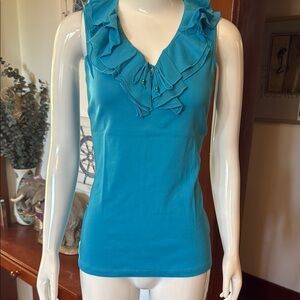 NWT chaps size small Ruffled Teal Sleeveless Top